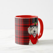 Mug Amoureux des chiens Plaid Jaune Labradoodle Fête (Devant droit)