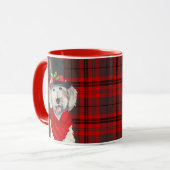 Mug Amoureux des chiens Plaid Jaune Labradoodle Fête (Devant gauche)