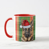 Mug Amoureux des chiens Red Green Plaid et GSD Holiday (Gauche)