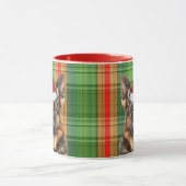 Mug Amoureux des chiens Red Green Plaid et GSD Holiday (Centre)