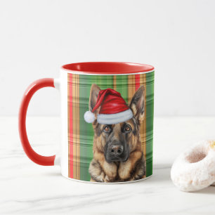 Mug Amoureux des chiens Red Green Plaid et GSD Holiday