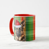 Mug Amoureux des chiens Red Green Plaid et GSD Holiday (Devant gauche)