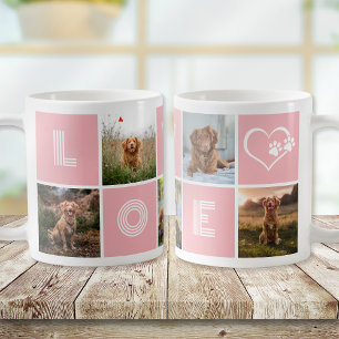 Mug Amoureux des chiens rose Heart Love Photo Collage
