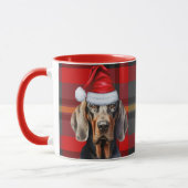 Mug Amoureux des chiens Rouge Plaid Noir Tan Coonhound (Gauche)