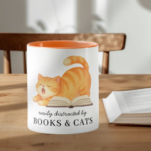 Mug Amoureux des livres et des chats Citation drôle de
