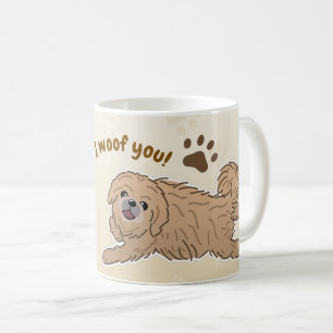 Mug Amoureux heureux de Pékinois Je vous woof pattes