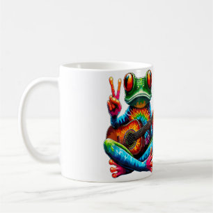 Mug Amoureux Hippie Tie-Dye Grenouille Jouant de la Gu