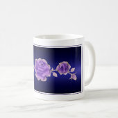Mug Amoureux rose Design Rose violet sur Métallic Bleu (Devant droit)