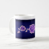 Mug Amoureux rose Design Rose violet sur Métallic Bleu (Devant gauche)