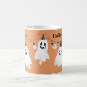 Mug Ampoules fantômes blancs orange Halloween