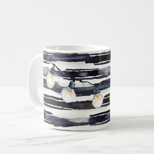 Mug Ampoules Rayures Bleu Marine (Devant gauche)
