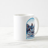 Mug Amsterdam fille avec vélo sur pont (Devant droit)