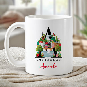 Mug Amsterdam Monogramme Lettre A Cadeau Personnalisé
