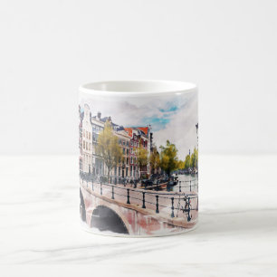 Mug Amsterdam, Pays-Bas Aquarelle