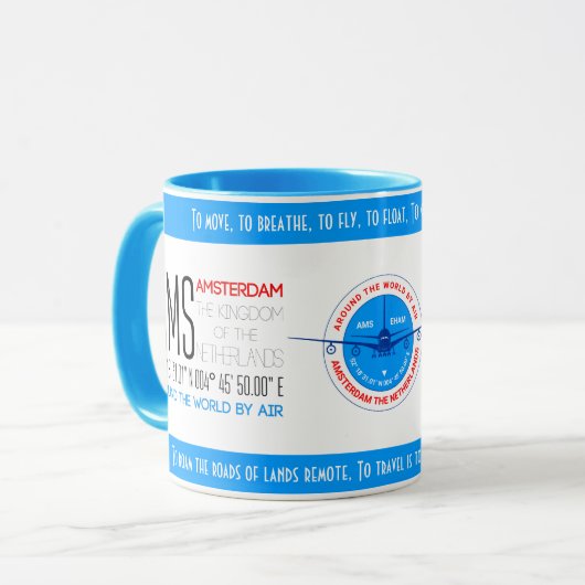 Mug Amsterdam, Pays-Bas élégant (Devant gauche)