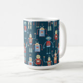Mug Amusant 1950s Style Rétro Robot Motif foncé (Devant droit)