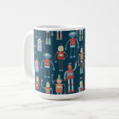 Mug Amusant 1950s Style Rétro Robot Motif foncé (Devant gauche)
