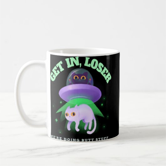 Mug Amusant Alien De Chat Ufo Enduction Nous Faisons B (Gauche)