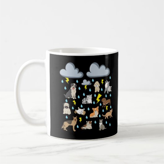 Mug Amusant Anglais Idiom Pluie Chats et Chiens Chiens (Gauche)