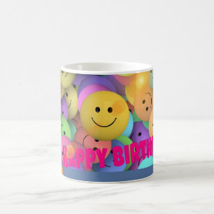 Mug Amusant Ballons souriant Visages heureux voeux d'a