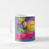 Mug Amusant Ballons souriant Visages heureux voeux d'a (Devant gauche)