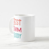 Mug Amusant Best Swim Buddy Natation Moderne Typograph (Devant gauche)