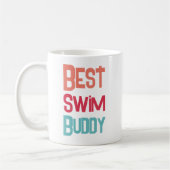 Mug Amusant Best Swim Buddy Natation Moderne Typograph (Gauche)