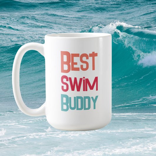 Mug Amusant Best Swim Buddy Natation Moderne Typograph