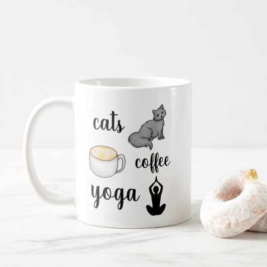 Mug Amusant Cats Café Yoga Lover (Avec donut)