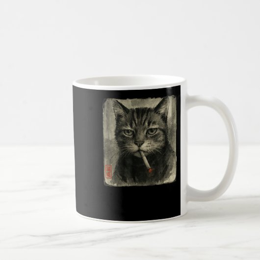 Mug Amusant Chat triste Fumer Cigarette Mème Lover Sum (Droite)
