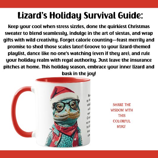 Mug Amusant Conseils De Survie De Vacances D'Un Lizard
