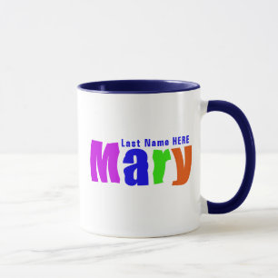 Mug Amusant et joyeux couleur "Mary" Nom Art, Bleu