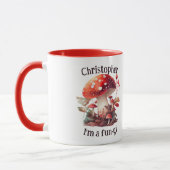 Mug Amusant "Fun-gi" Orange/Champignons rouges Joke No (Gauche)