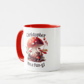 Mug Amusant "Fun-gi" Orange/Champignons rouges Joke No (Devant gauche)