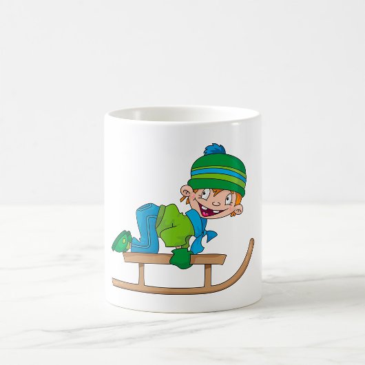 Mug Amusant Hiver Sledding Boy mignonne Snow Adventure