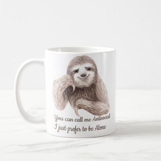 Mug Amusant Introvertir Antisocial Quote Aquarelle Per (Gauche)