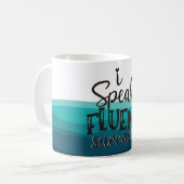 Mug Amusant Je parle couramment sarcasme ondes bleues (Devant gauche)