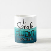 Mug Amusant Je parle couramment sarcasme ondes bleues (Centre)