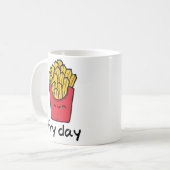 Mug Amusant jeu de mot vendredi heureux frites dessin (Devant gauche)