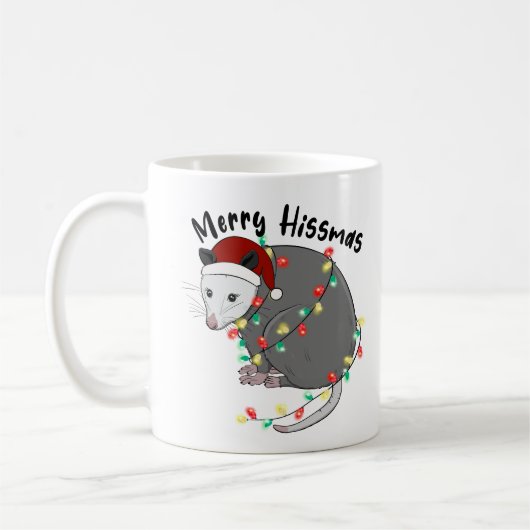 Mug Amusant Joyeux Hissmas Opossum (Gauche)