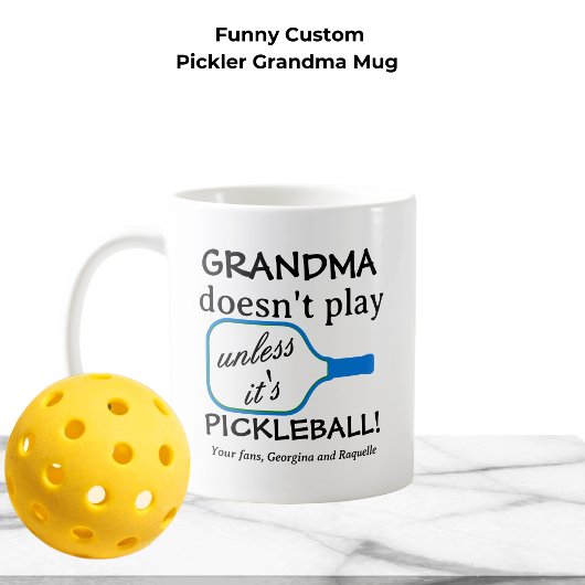 Mug Amusant moderne Pickleball Grandma Typographie per