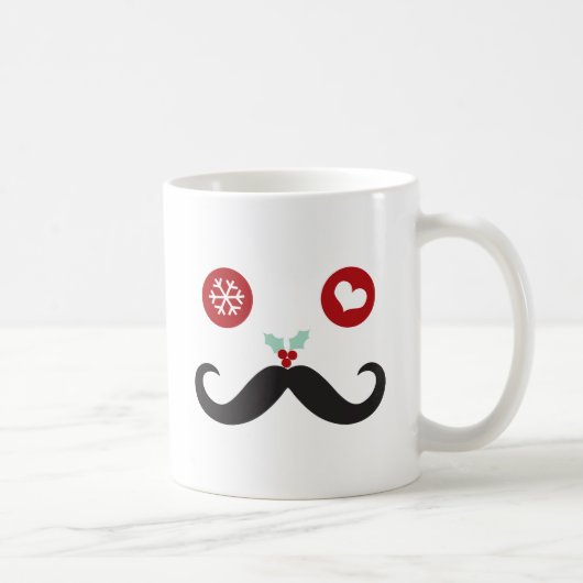 Mug Amusant Moustache Face Feux de neige Noël (Droite)