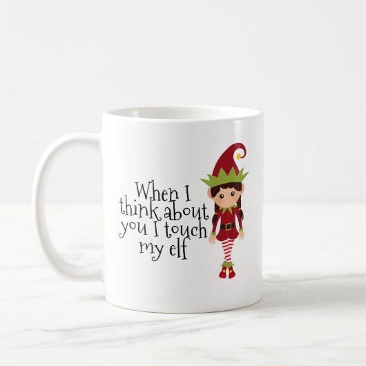Mug Amusant Noël Toucher Mon Elfe Vacances (Gauche)