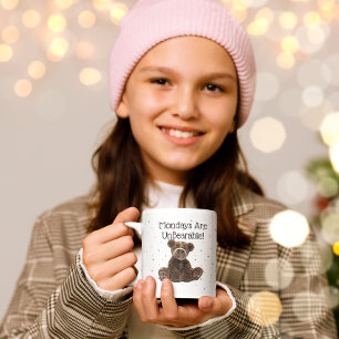 Mug Amusant Ours Brown mignonne Lundi Pun de travail A