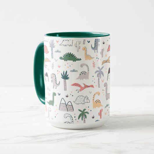 Mug Amusant Pastel Dinosaur Motif de scène (Devant gauche)