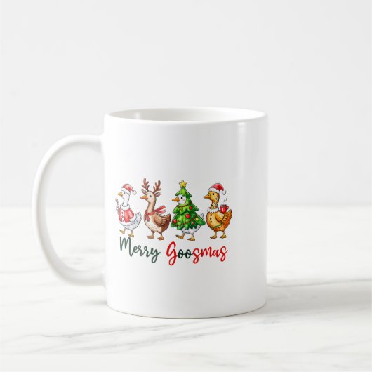 Mug Amusant Rétro Merry Goosemas Noël Silly Goose X (Gauche)