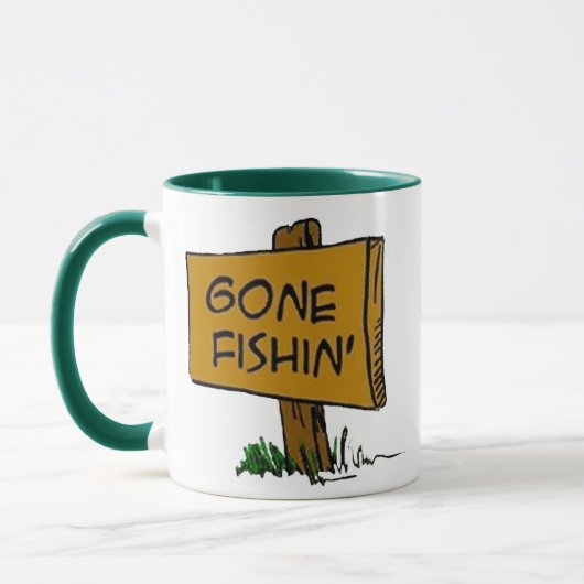 Mug Amusant rustique amusé passé Fishin Expressions Lo (Gauche)