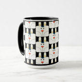 Mug Amusant Team Bunny Face en Musique Noire et Blanc (Devant gauche)