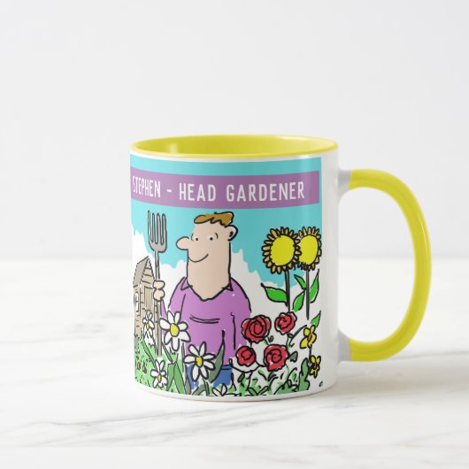 Mug Amusant Tête Gardener Mug. Ajoutez votre nom Choic (Droite)