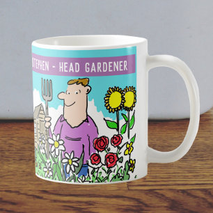 Mug Amusant Tête Gardener Mug. Ajoutez votre nom Choic